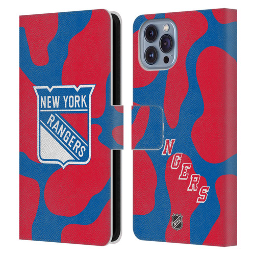 NHL New York Rangers Cow Pattern Leather Book Wallet Case Cover For Apple iPhone 14