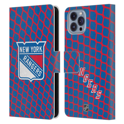 NHL New York Rangers Net Pattern Leather Book Wallet Case Cover For Apple iPhone 14