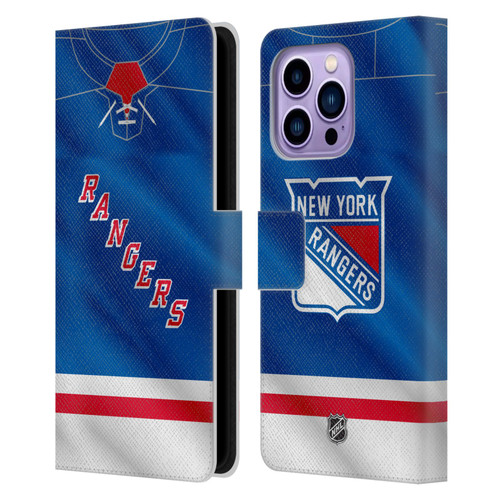 NHL New York Rangers Jersey Leather Book Wallet Case Cover For Apple iPhone 14 Pro Max