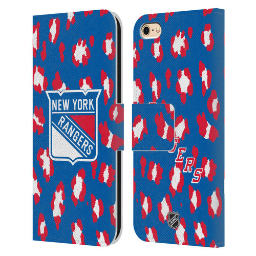 NHL New York Rangers Leopard Patten Leather Book Wallet Case Cover For Apple iPhone 6 / iPhone 6s