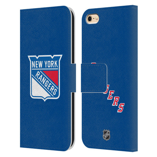 NHL New York Rangers Plain Leather Book Wallet Case Cover For Apple iPhone 6 / iPhone 6s