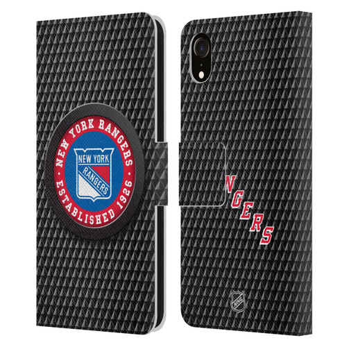 NHL New York Rangers Puck Texture Leather Book Wallet Case Cover For Apple iPhone XR