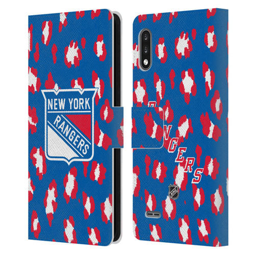 NHL New York Rangers Leopard Patten Leather Book Wallet Case Cover For LG K22