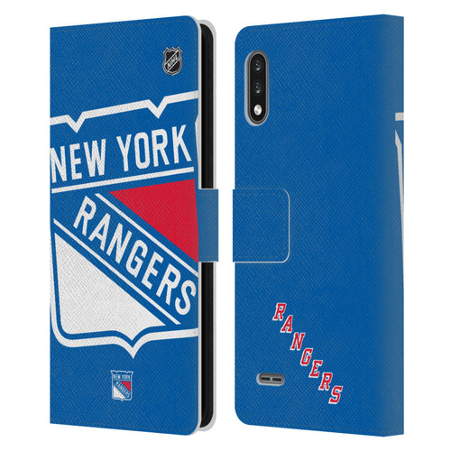 NHL New York Rangers Oversized Leather Book Wallet Case Cover For LG K22