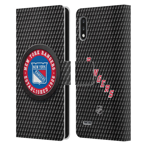 NHL New York Rangers Puck Texture Leather Book Wallet Case Cover For LG K22