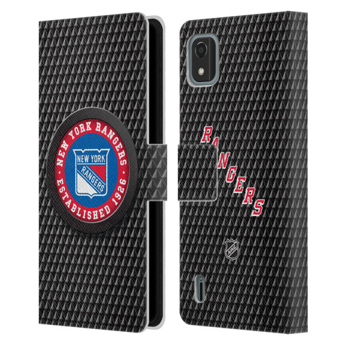 NHL New York Rangers Puck Texture Leather Book Wallet Case Cover For Nokia C2 2nd Edition