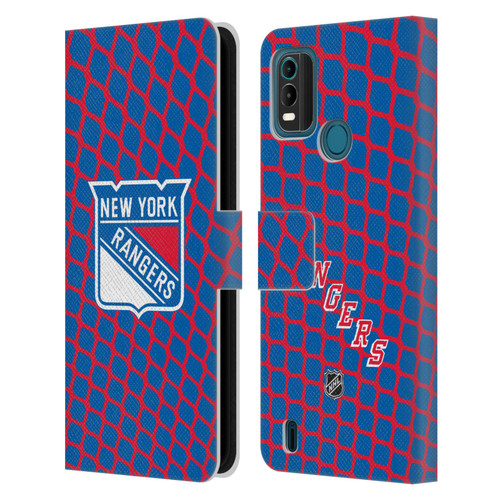 NHL New York Rangers Net Pattern Leather Book Wallet Case Cover For Nokia G11 Plus