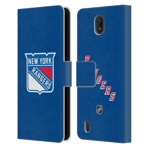 NHL New York Rangers Plain Leather Book Wallet Case Cover For Nokia C01 Plus/C1 2nd Edition