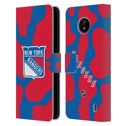 NHL New York Rangers Cow Pattern Leather Book Wallet Case Cover For Nokia C10 / C20