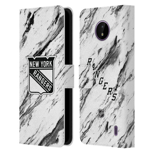NHL New York Rangers Marble Leather Book Wallet Case Cover For Nokia C10 / C20