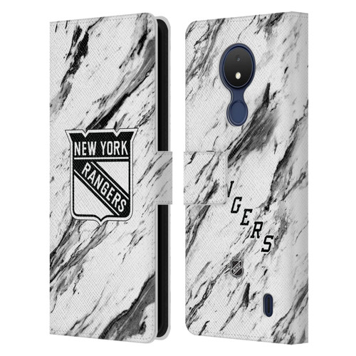 NHL New York Rangers Marble Leather Book Wallet Case Cover For Nokia C21