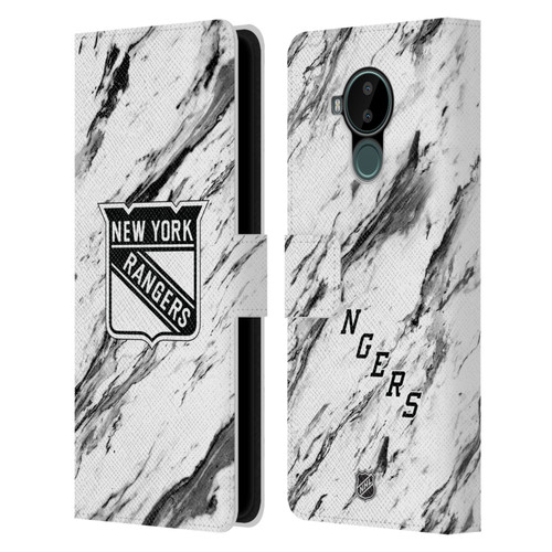 NHL New York Rangers Marble Leather Book Wallet Case Cover For Nokia C30