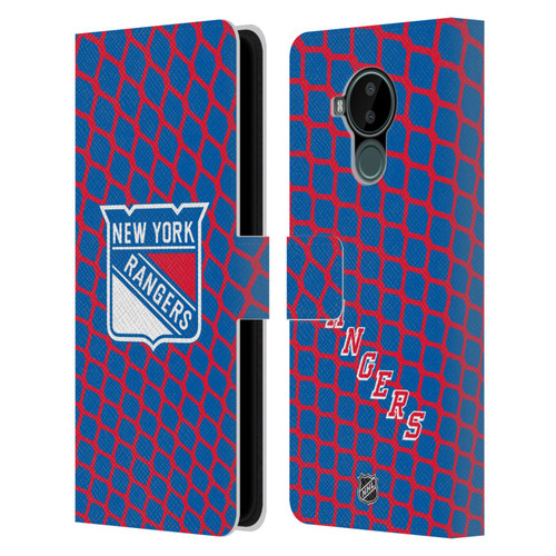 NHL New York Rangers Net Pattern Leather Book Wallet Case Cover For Nokia C30