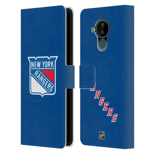 NHL New York Rangers Plain Leather Book Wallet Case Cover For Nokia C30