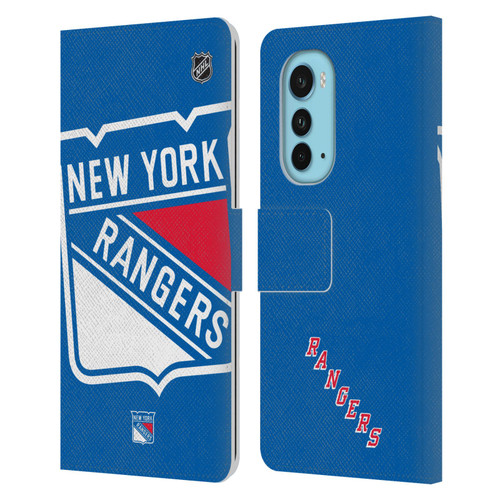 NHL New York Rangers Oversized Leather Book Wallet Case Cover For Motorola Edge (2022)