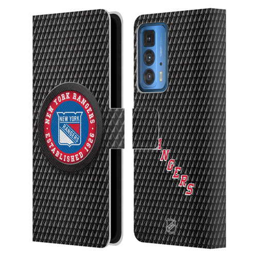 NHL New York Rangers Puck Texture Leather Book Wallet Case Cover For Motorola Edge 20 Pro