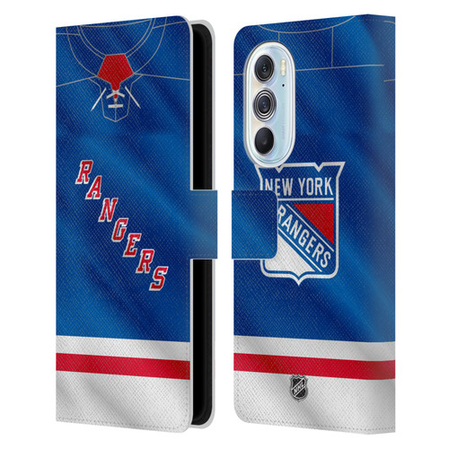 NHL New York Rangers Jersey Leather Book Wallet Case Cover For Motorola Edge X30