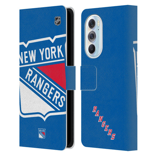 NHL New York Rangers Oversized Leather Book Wallet Case Cover For Motorola Edge X30