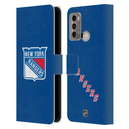NHL New York Rangers Plain Leather Book Wallet Case Cover For Motorola Moto G60 / Moto G40 Fusion