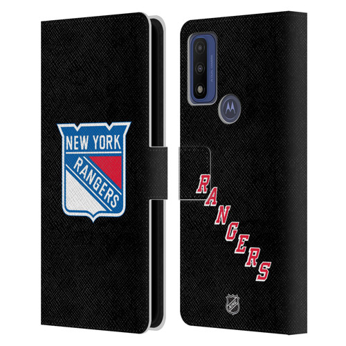 NHL New York Rangers Plain Leather Book Wallet Case Cover For Motorola G Pure