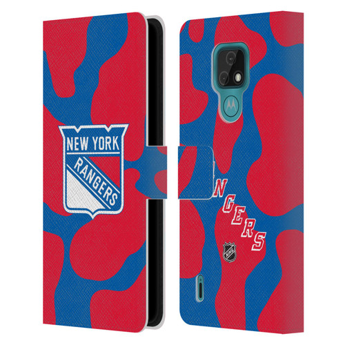NHL New York Rangers Cow Pattern Leather Book Wallet Case Cover For Motorola Moto E7