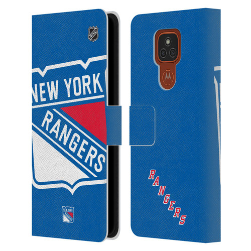 NHL New York Rangers Oversized Leather Book Wallet Case Cover For Motorola Moto E7 Plus