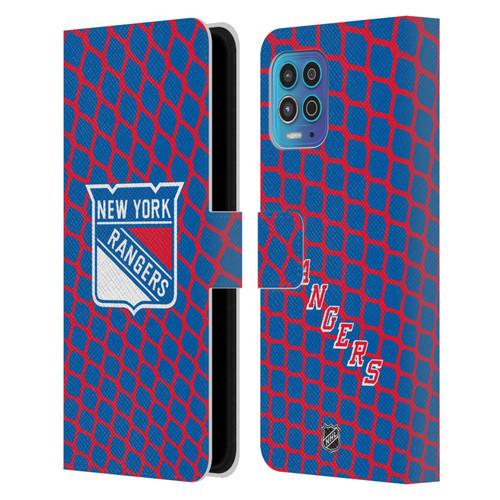 NHL New York Rangers Net Pattern Leather Book Wallet Case Cover For Motorola Moto G100