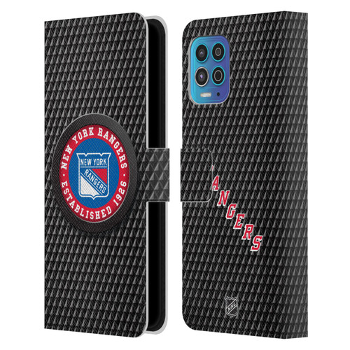 NHL New York Rangers Puck Texture Leather Book Wallet Case Cover For Motorola Moto G100