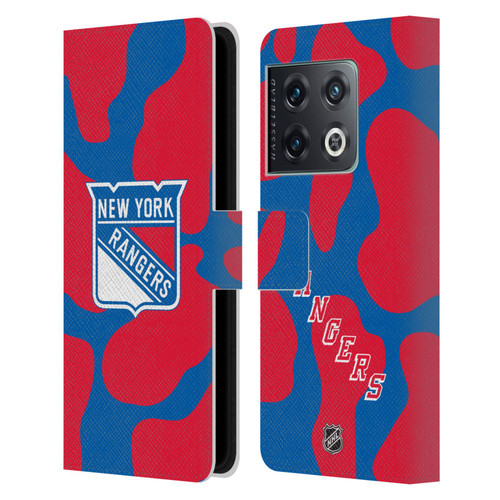 NHL New York Rangers Cow Pattern Leather Book Wallet Case Cover For OnePlus 10 Pro