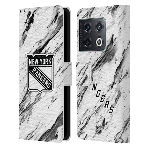 NHL New York Rangers Marble Leather Book Wallet Case Cover For OnePlus 10 Pro