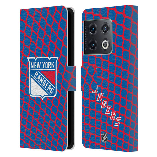 NHL New York Rangers Net Pattern Leather Book Wallet Case Cover For OnePlus 10 Pro