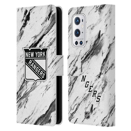 NHL New York Rangers Marble Leather Book Wallet Case Cover For OnePlus 9 Pro