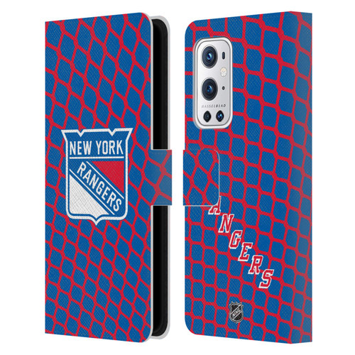 NHL New York Rangers Net Pattern Leather Book Wallet Case Cover For OnePlus 9 Pro