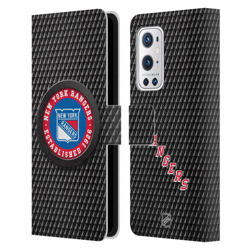 NHL New York Rangers Puck Texture Leather Book Wallet Case Cover For OnePlus 9 Pro