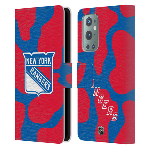 NHL New York Rangers Cow Pattern Leather Book Wallet Case Cover For OnePlus 9