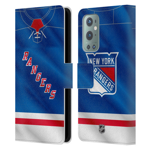 NHL New York Rangers Jersey Leather Book Wallet Case Cover For OnePlus 9