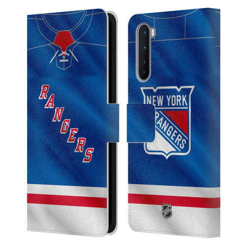 NHL New York Rangers Jersey Leather Book Wallet Case Cover For OnePlus Nord 5G