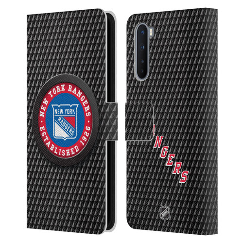 NHL New York Rangers Puck Texture Leather Book Wallet Case Cover For OnePlus Nord 5G