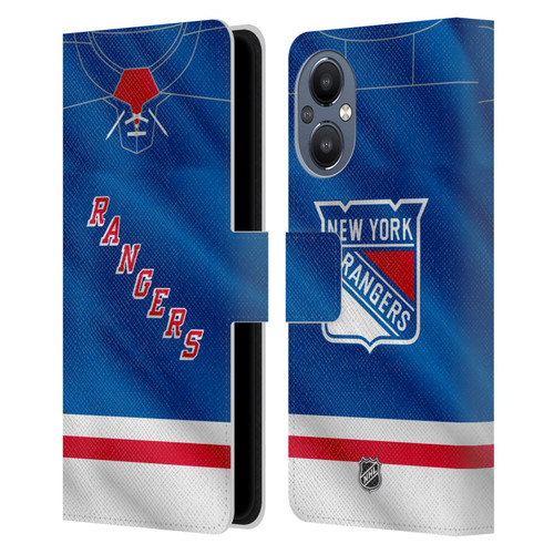 NHL New York Rangers Jersey Leather Book Wallet Case Cover For OnePlus Nord N20 5G