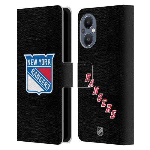 NHL New York Rangers Plain Leather Book Wallet Case Cover For OnePlus Nord N20 5G