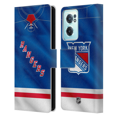 NHL New York Rangers Jersey Leather Book Wallet Case Cover For OnePlus Nord CE 2 5G