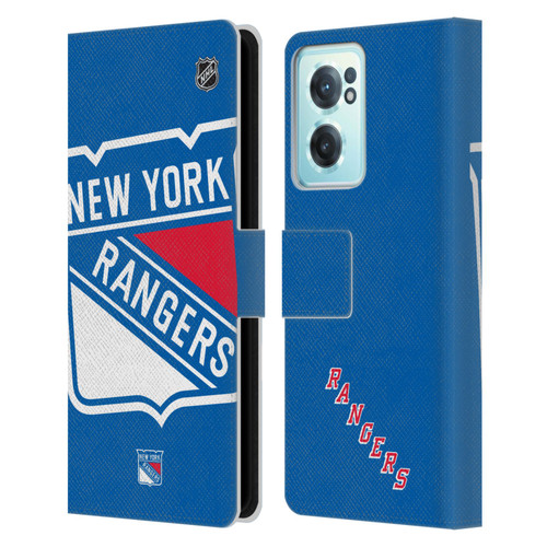 NHL New York Rangers Oversized Leather Book Wallet Case Cover For OnePlus Nord CE 2 5G