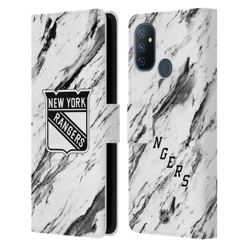 NHL New York Rangers Marble Leather Book Wallet Case Cover For OnePlus Nord N100