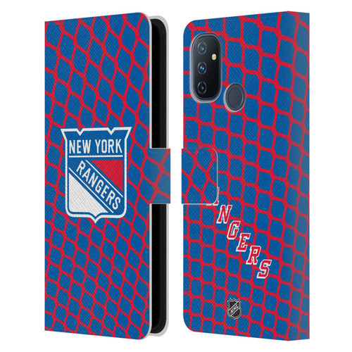 NHL New York Rangers Net Pattern Leather Book Wallet Case Cover For OnePlus Nord N100