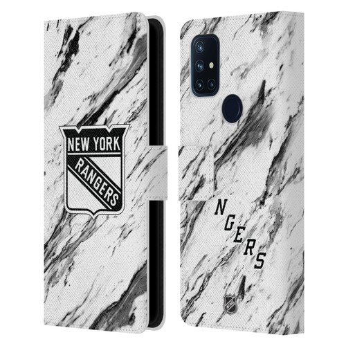 NHL New York Rangers Marble Leather Book Wallet Case Cover For OnePlus Nord N10 5G