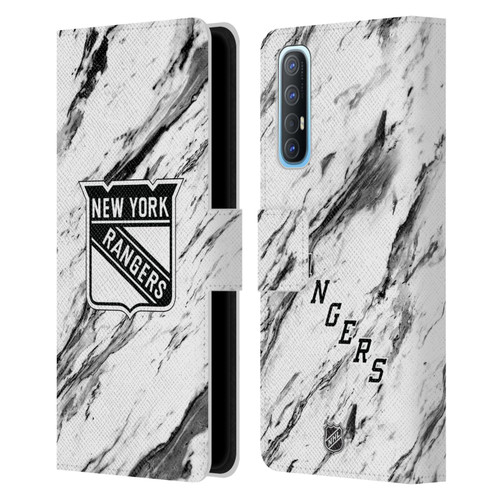 NHL New York Rangers Marble Leather Book Wallet Case Cover For OPPO Find X2 Neo 5G