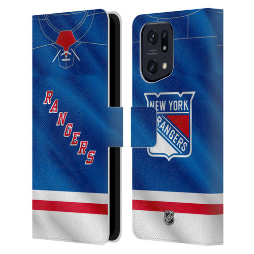 NHL New York Rangers Jersey Leather Book Wallet Case Cover For OPPO Find X5 Pro