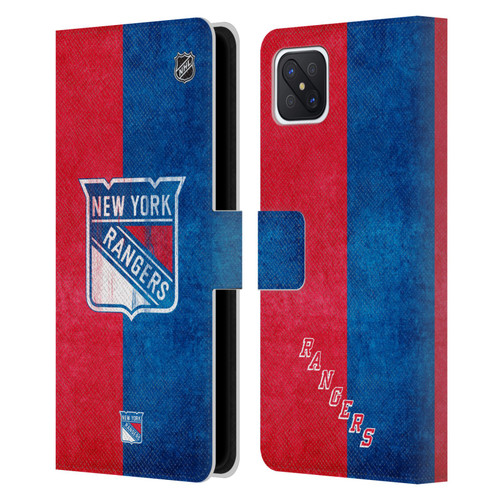 NHL New York Rangers Half Distressed Leather Book Wallet Case Cover For OPPO Reno4 Z 5G