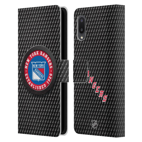 NHL New York Rangers Puck Texture Leather Book Wallet Case Cover For Samsung Galaxy A02/M02 (2021)