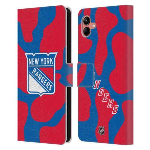 NHL New York Rangers Cow Pattern Leather Book Wallet Case Cover For Samsung Galaxy A04 (2022)